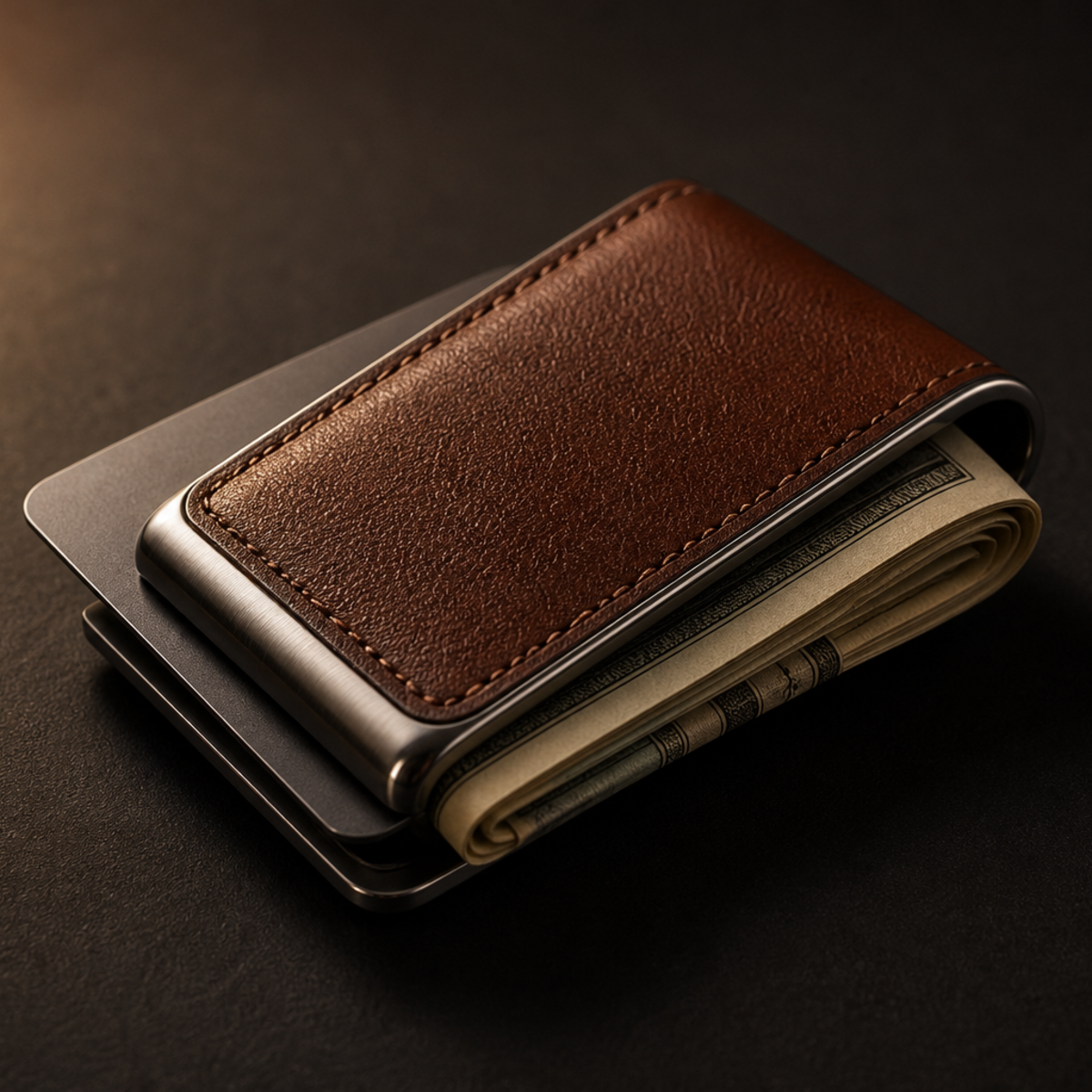 The Clip — Leather & Steel Money Clip